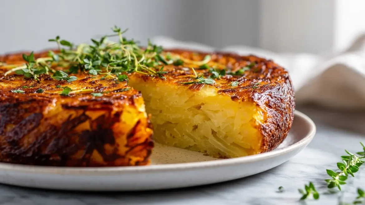 Babka ziemniaczana z Air Fryer na talerzu.