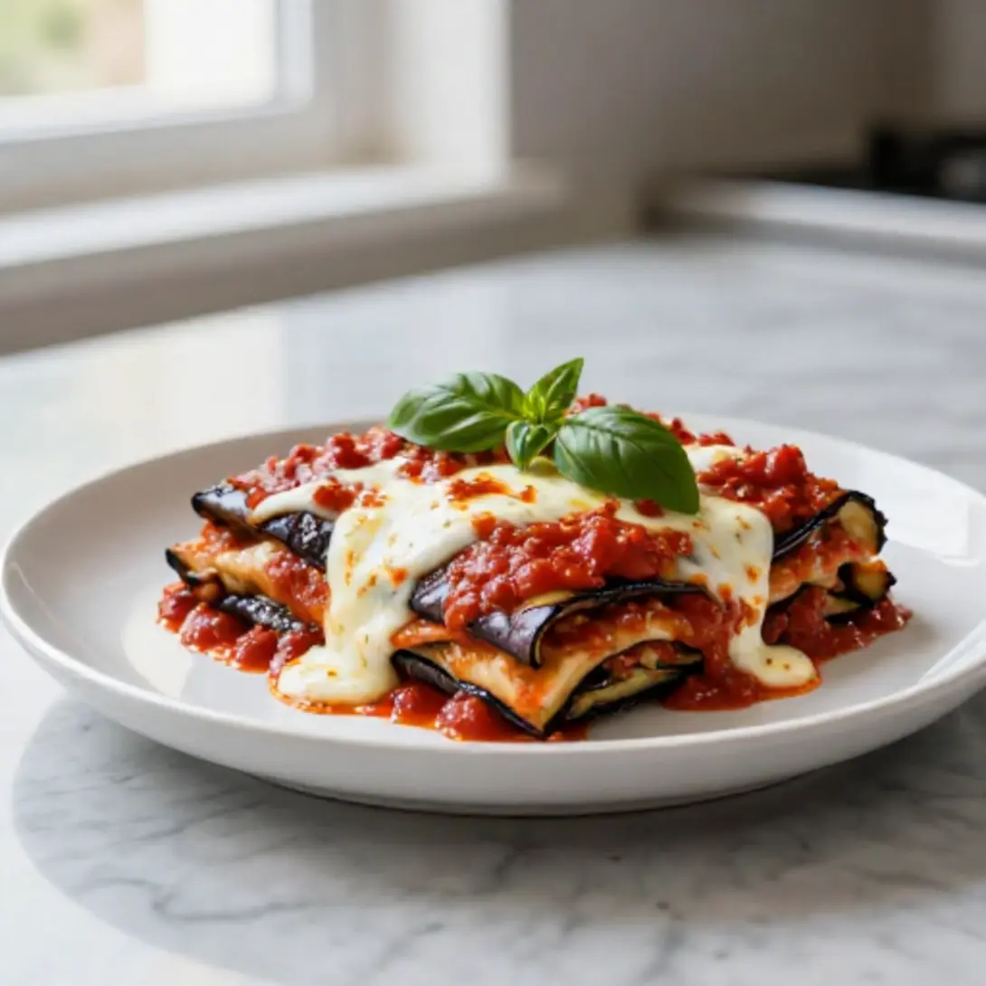 Bakłażan parmigiana z Air Fryer podany z sałatą