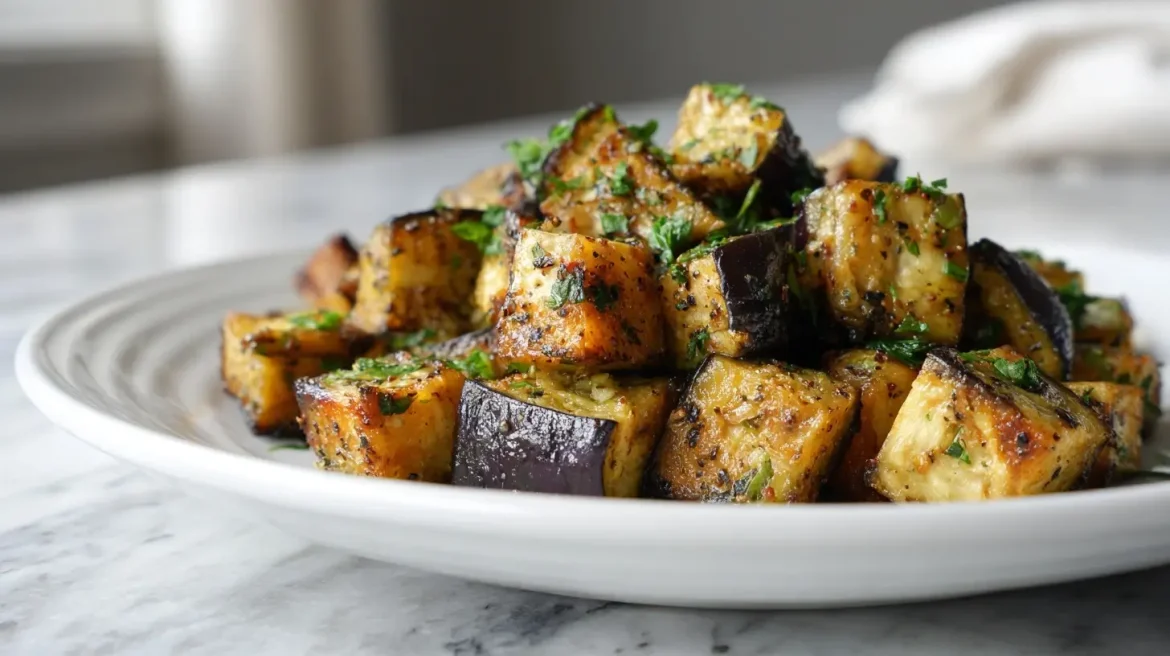 Bakłażan z Air Fryera na talerzu