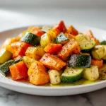 Bataty z cukinią z Air Fryer na talerzu.