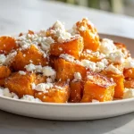 Bataty z fetą z Air Fryer na talerzu