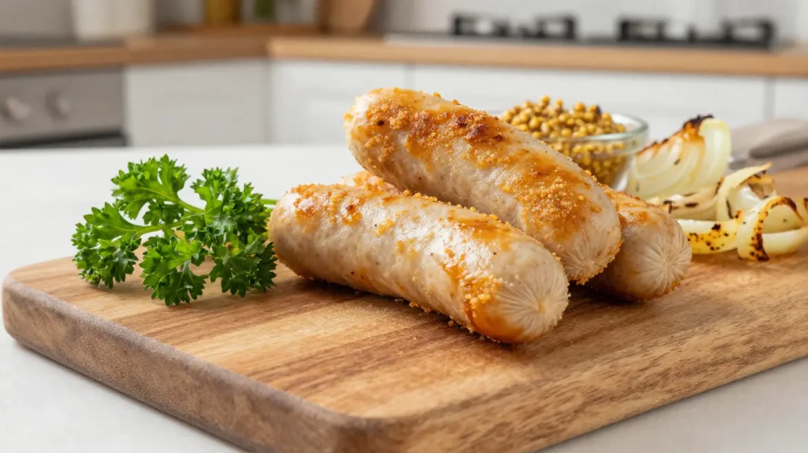 Soczysta biała kiełbasa przygotowana w Air Fryer, idealna na każdy obiad.