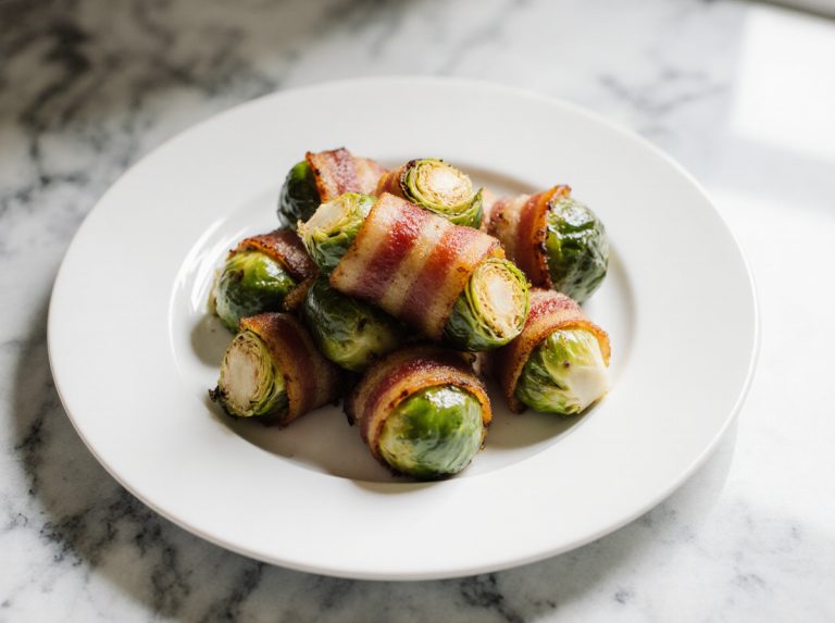 Brukselka zawijana w boczku z Air Fryer na talerzu