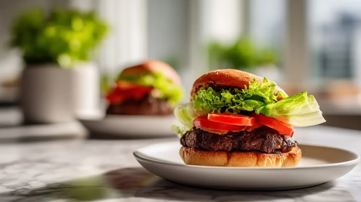 Burgery wołowe z Air Fryer na talerzu