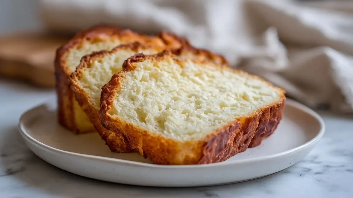 Chleb twarogowy z Air Fryer wyciągnięty prosto z urządzenia.