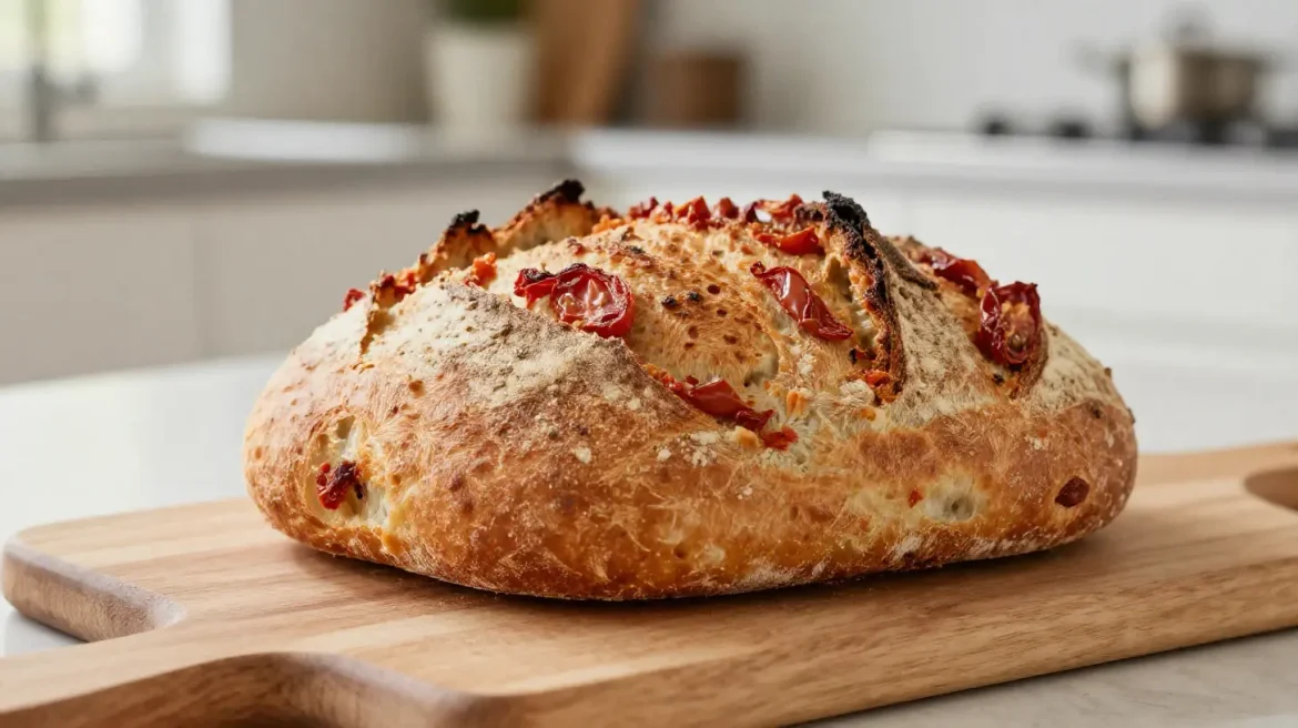 Pyszny chleb z suszonymi pomidorami przygotowany w Air Fryer.