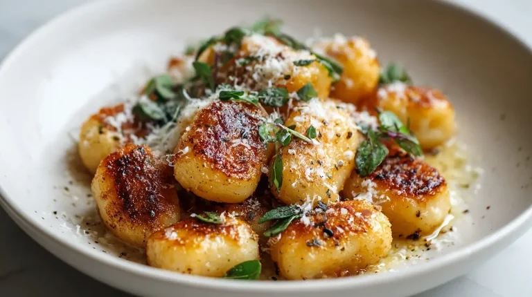 Chrupiące gnocchi z Air Fryer na talerzu.