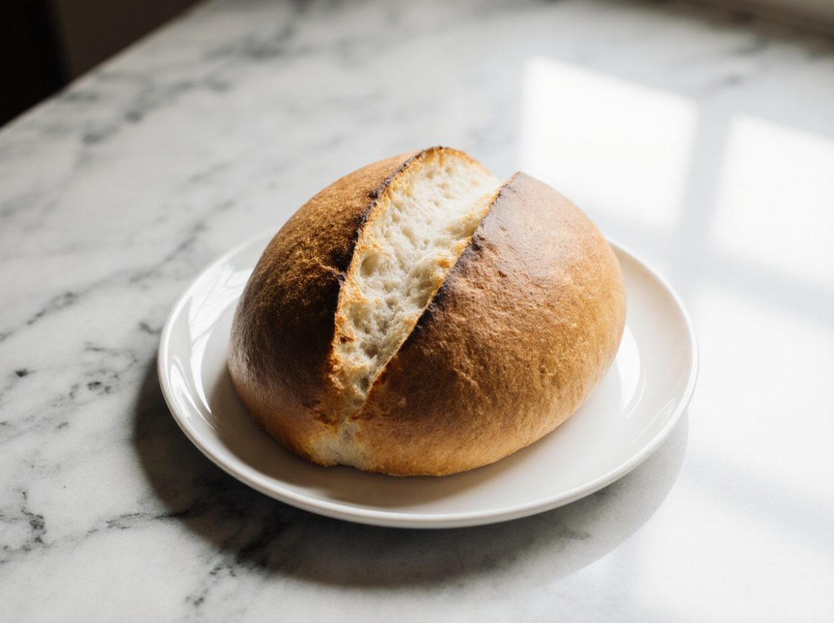 Ciabatta z Air Fryer na talerzu.