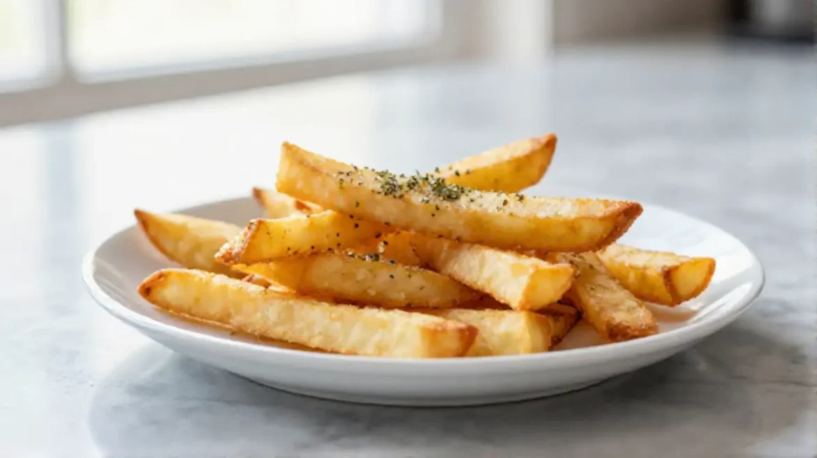 Pyszne frytki z pasternaku z Air Fryer na talerzu