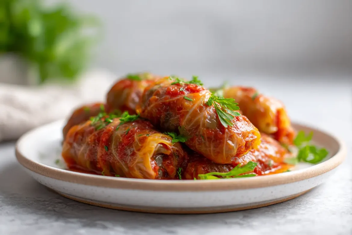 Gołąbki bez zawijania z Air Fryer podane na talerzu.