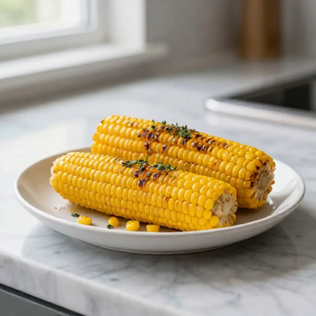 Grillowana kukurydza z Air Fryer w atrakcyjnej prezentacji.