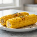 Grillowana kukurydza z Air Fryer na talerzu.