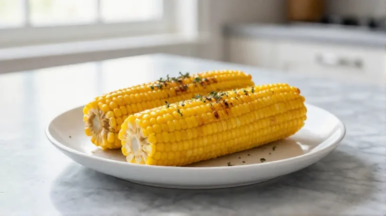 Grillowana kukurydza z Air Fryer na talerzu.