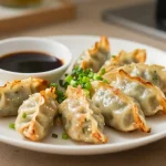 Smaczne gyoza z Air Fryer, lekkie i chrupiące pierożki z nadzieniem.