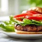 Smaczny hamburger wieprzowy z air fryer.