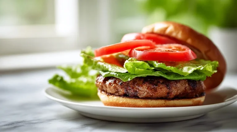 Smaczny hamburger wieprzowy z air fryer.