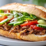 Smaczna kanapka z szarpana wolowina z air fryer