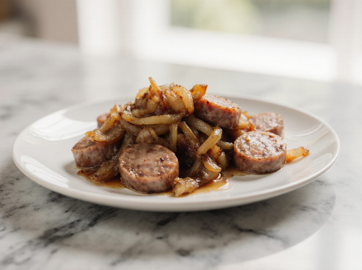 Kiełbasa z cebulką z Air Fryer Kiełbasa z cebulką z air fryer.