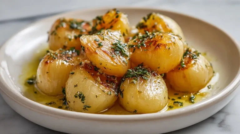 Smakowity konfiturowany czosnek z air fryer na talerzu.