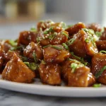 Kurczak po chińsku z Air Fryer na talerzu.