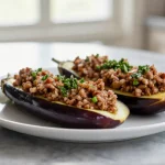 Łódeczki z bakłażana z farszem mięsnym z Air Fryer