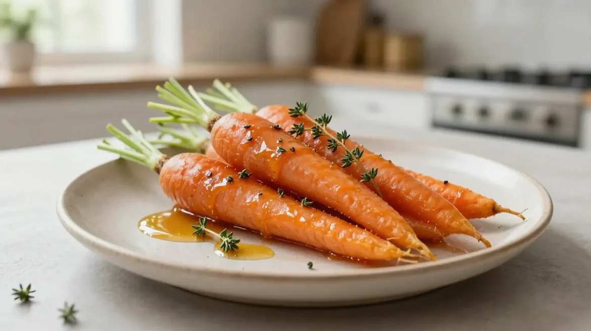 Marchewka z miodem i tymiankiem przygotowana w Air Fryer, idealna na zdrową przekąskę.