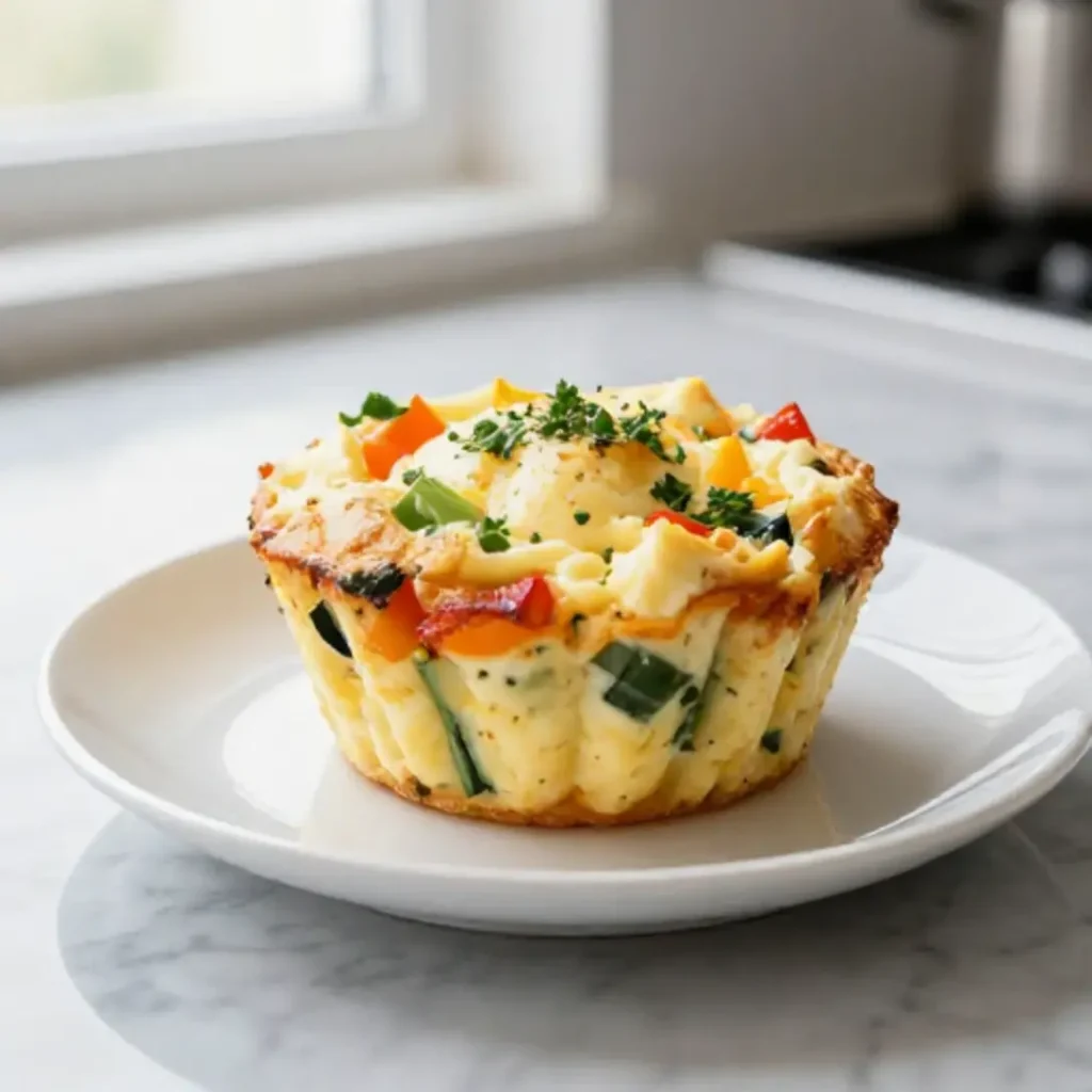 Muffiny jajeczne z warzywami z Air Fryera świeżo wyjęte z urządzenia.