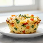 Muffiny jajeczne z warzywami z Air Fryera na talerzu.