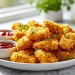 Nuggetsy z kurczaka z Air Fryer na talerzu.