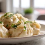 Pączki z Air Fryer na złocistym talerzu