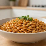 Pyszna pieczona czerwona soczewica przygotowana w Air Fryer.