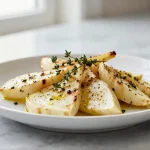 Pyszna pieczona kalarepa z Air Fryer na talerzu.