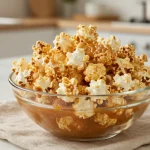 Pyszny popcorn karmelowy przygotowany w Air Fryer, idealny na wieczór filmowy.