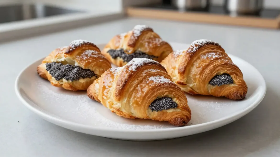 Pyszne rogale marcińskie wypiekane w Air Fryer, z orzechowym nadzieniem.