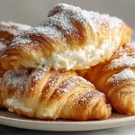 Pyszne rogaliki z mascarpone z air fryer podane na talerzu.