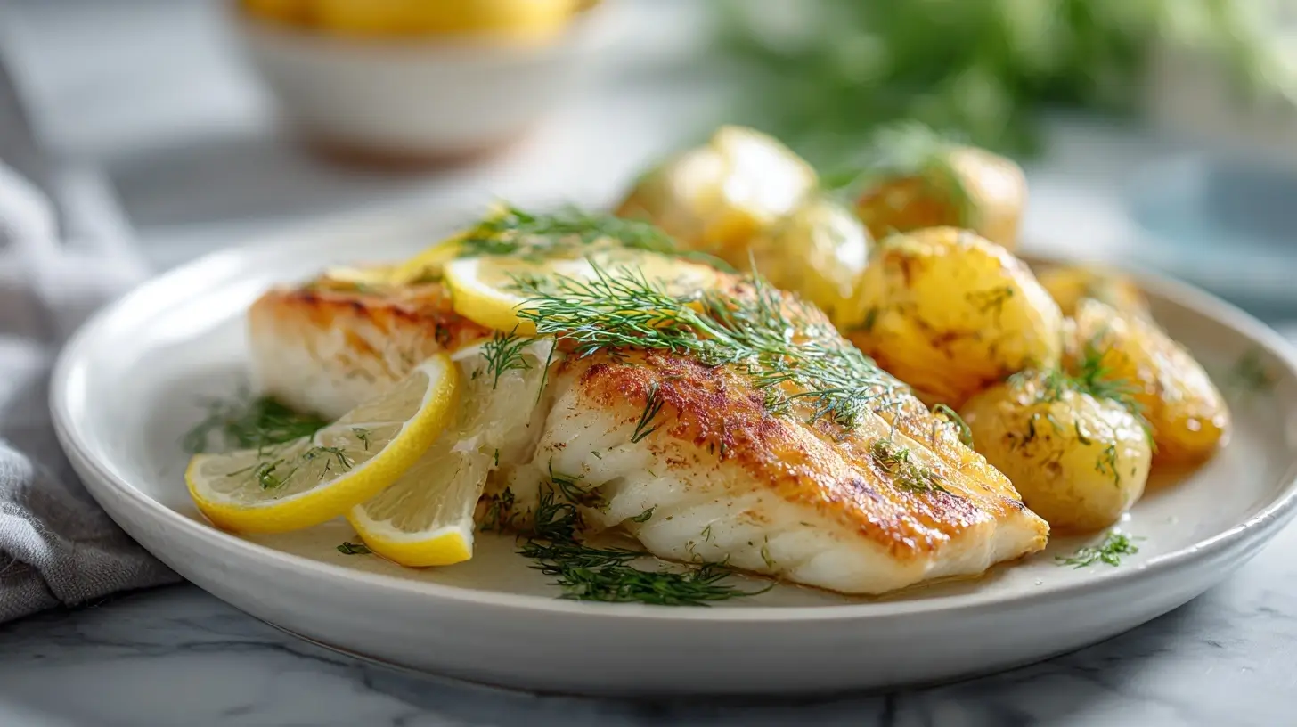 Rybę z frytkownicy beztłuszczowej na talerzu