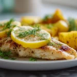 Rybę z frytkownicy beztłuszczowej podano z ziołową sałatką.