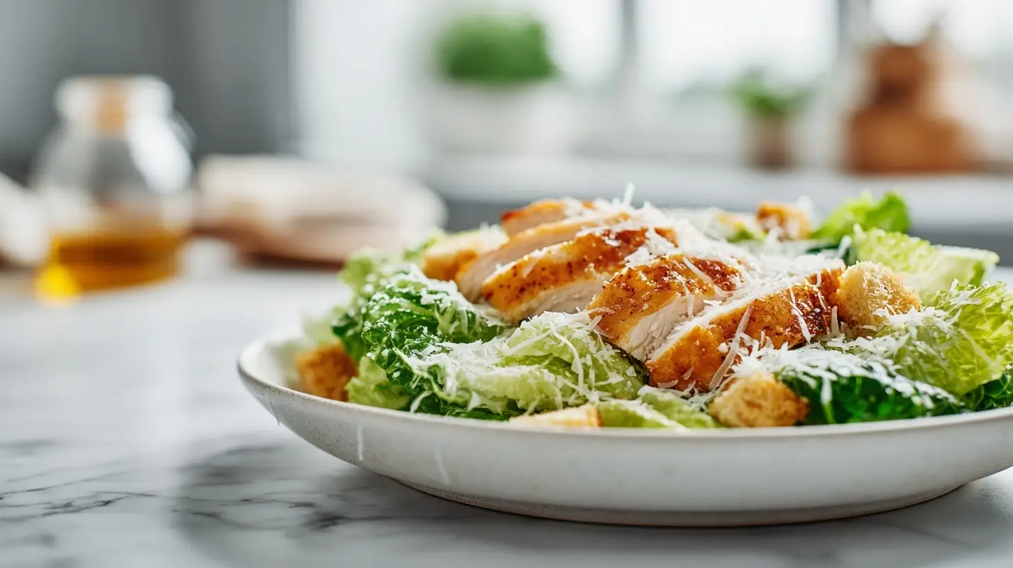 Sałatka cezar z soczystą piersią kurczaka z Air Fryer