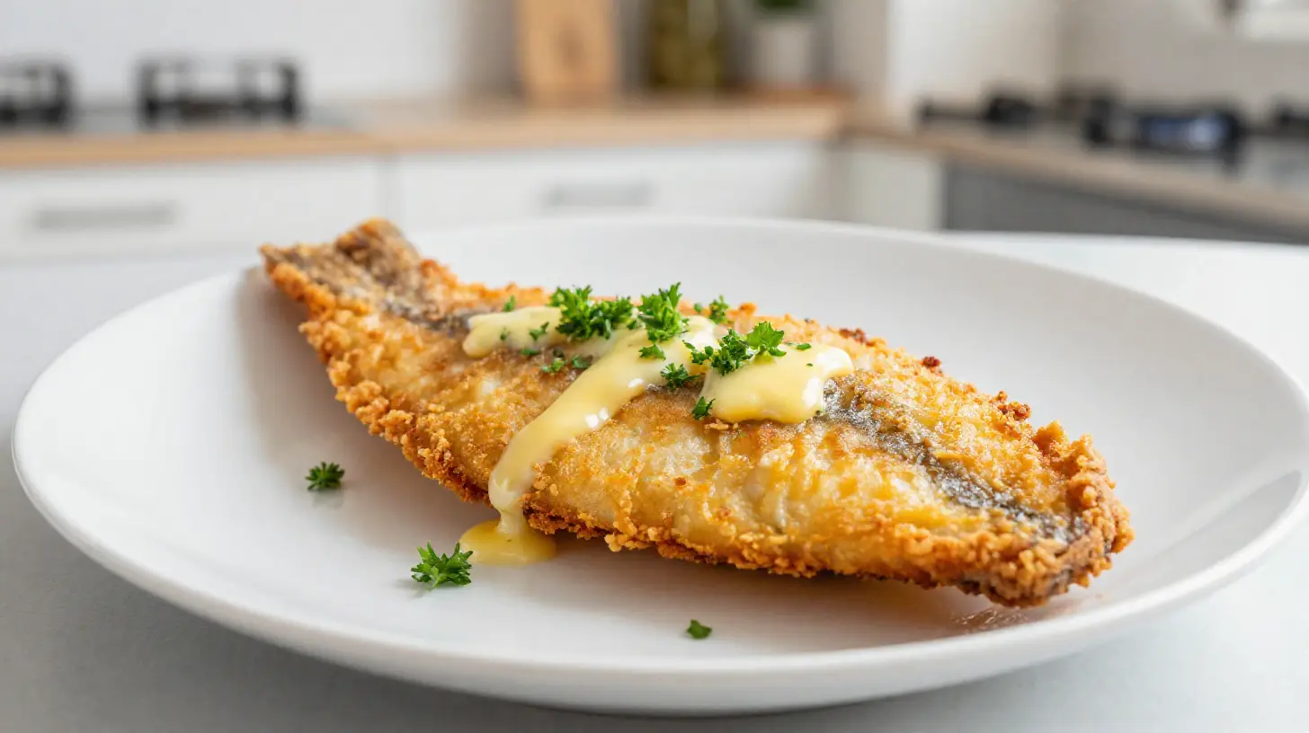 Smażony sandacz z masłem czosnkowym przygotowany w air fryerze, pełen smaku i aromatu.