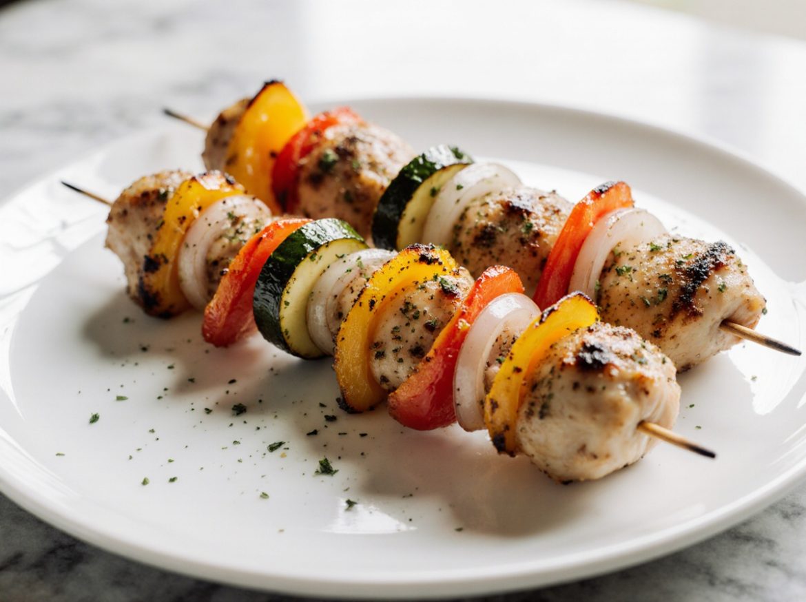 Szasłyki drobiowe z air fryer wyglądają pysznie i apetycznie.