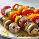 Szaszłyki warzywne z Air Fryer na talerzu
