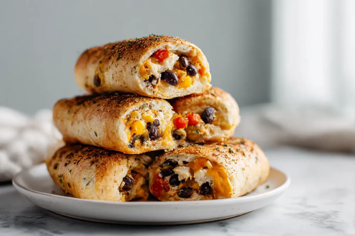 Szybka pizza z Air Fryera na złocistym cieście z dodatkami.