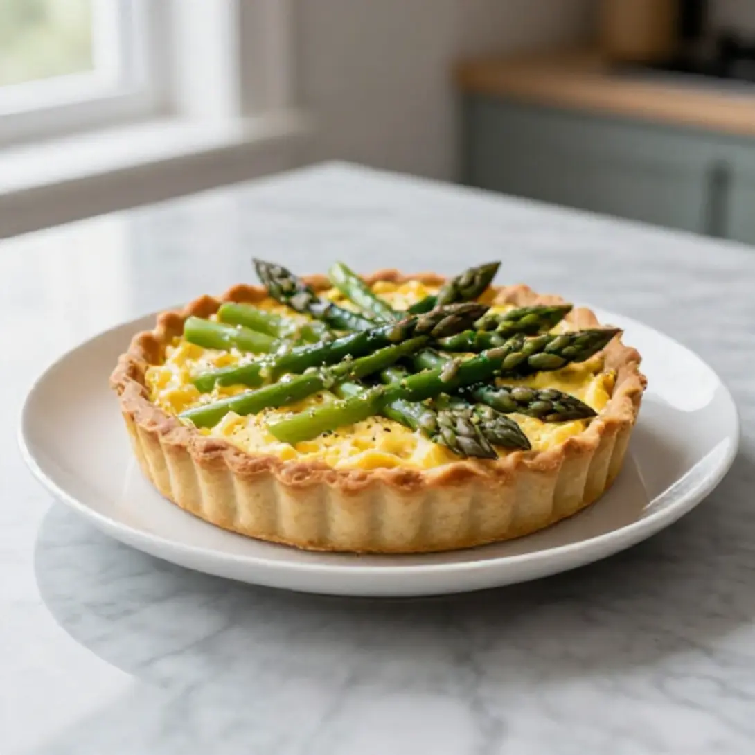 Tarta szparagowa z Air Fryer na stole