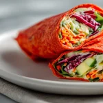 Wrap z marchewki w Air Fryer na talerzu.