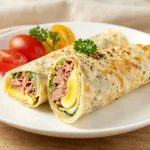 Pyszny wrap z tuńczykiem i jajkiem, idealny na szybki posiłek.